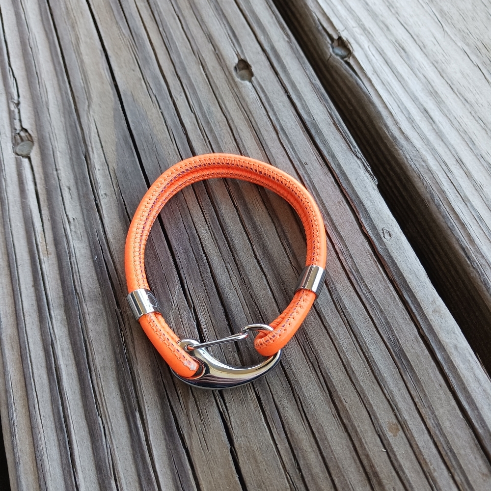 Rustic Cuff Retired Neon Orange Cheri Leather Bracelet